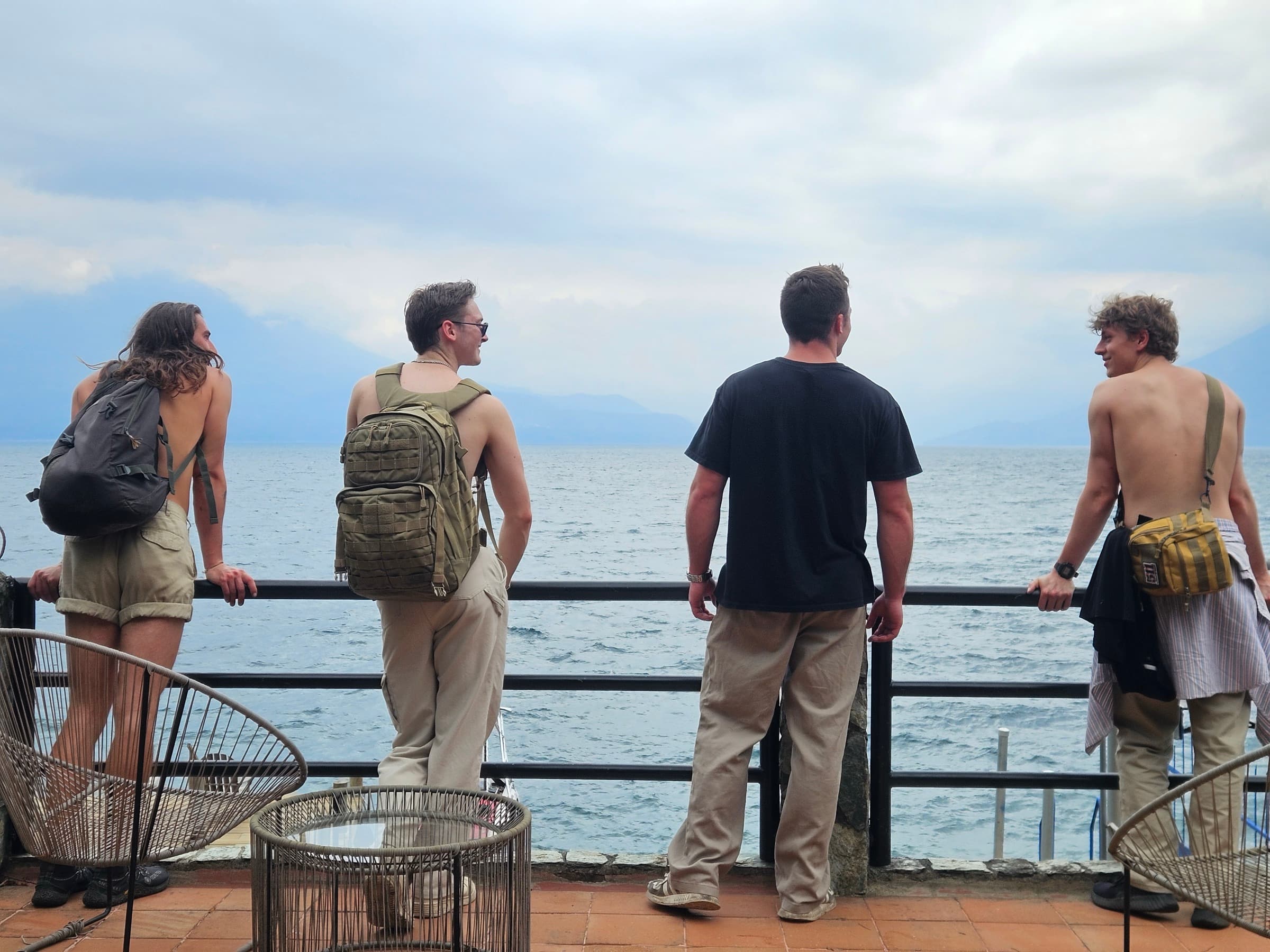 Lake Atitlán and the volcanoes from the terrace