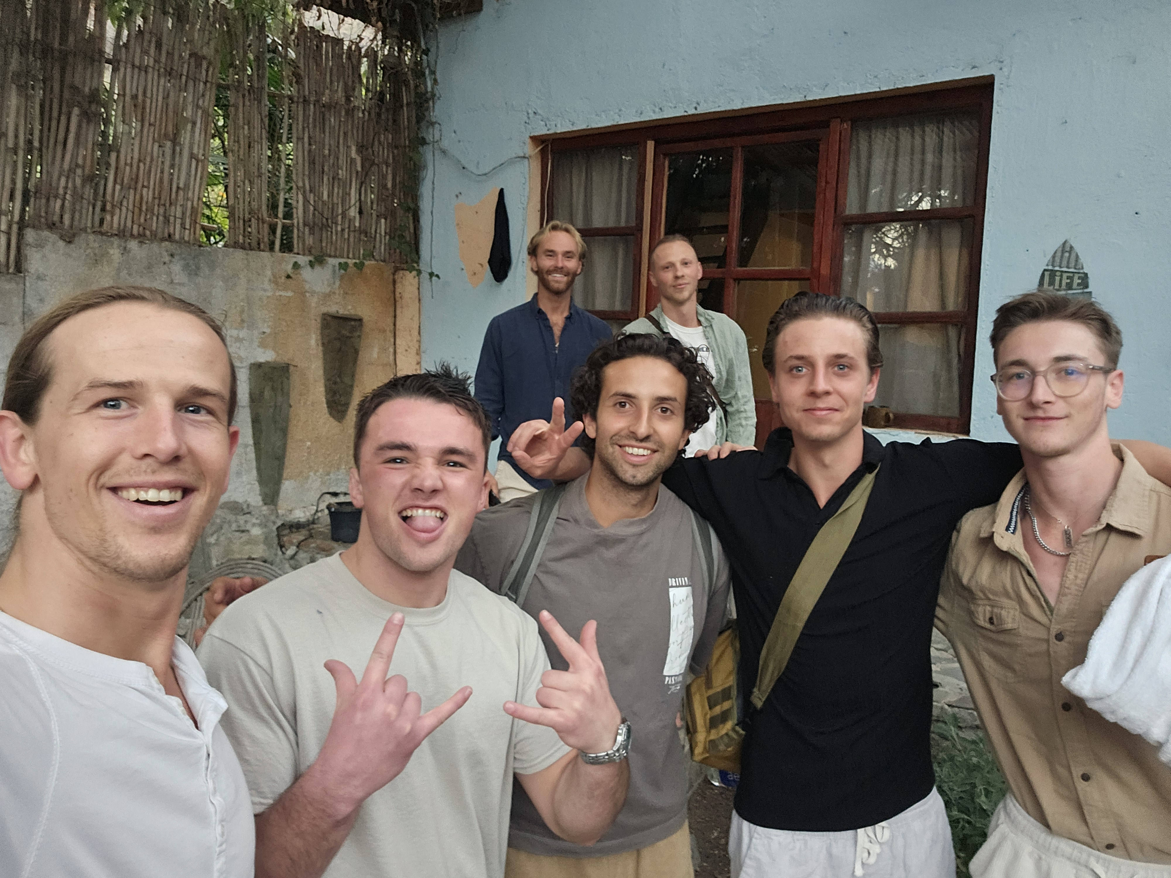 Community members outside the residency
